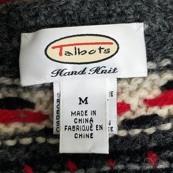 Talbots Hand Knit Wool Button Front Cardigan Sz M - Picture 2 of 3